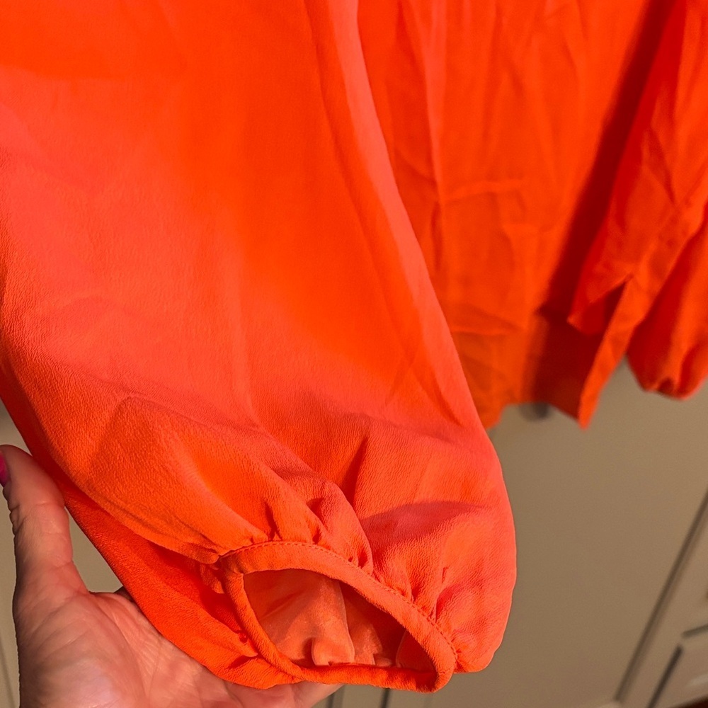 Silvia Tcherassi Triora Split-Neck Tangerine Blou… - image 2